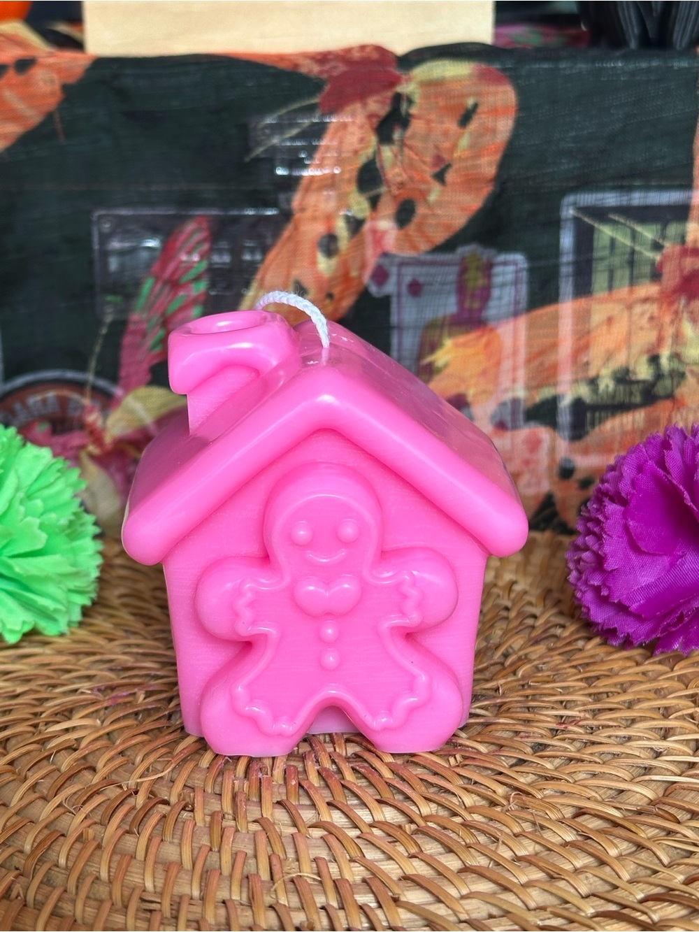 Pink Gingerbread House Candle
